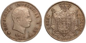 MILANO. Napoleone I (1805-1814) - Da 5 lire 1812. Testa nuda a d. R/ Aquila imperiale francese caricata dello stemma del Regno d’Italia; dietro, manto...