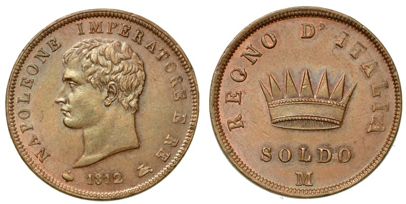 MILANO. Napoleone I (1805-1814) -
Soldo 1812. Testa nuda a s.
R/ Corona ferrea...