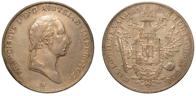 MILANO. Francesco I d'Asburgo-Lorena (1815-1835). Scudo 1824. Testa a d. laureat...
