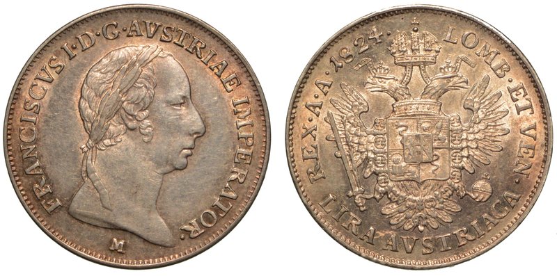 MILANO. Francesco I d'Asburgo-Lorena (1815-1835)
– Lira 1824. Testa laureata a ...