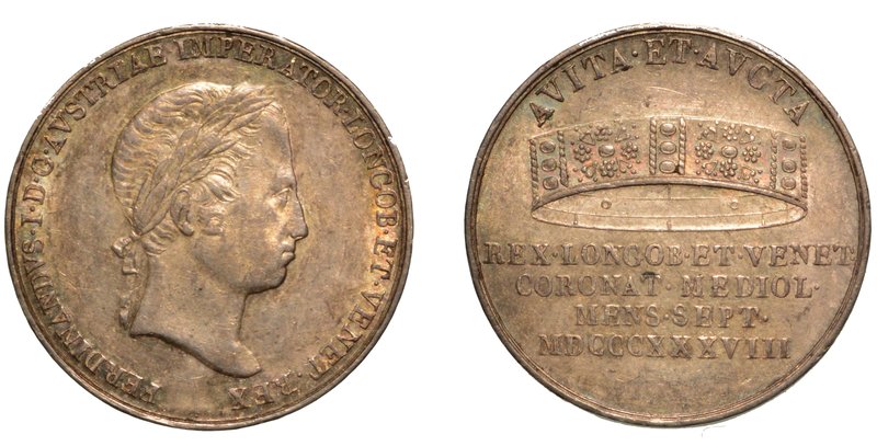 MILANO. Ferdinando I d'Asburgo Lorena (1835-1848) - Lira dell'incoronazione 1838...