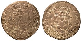 MODENA. Cesare d'Este con la moglie Virginia de' Medici (1598-1615).
Da 6 bolognini.
Stemma coronato. R/
Stemma Medici coronato.
CNI, manca. MIR, ...