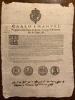 CARLO EMANUELE II DUCA DI SAVOIA (1638-1675)
Ordine di sequestro per le monete d'oro battute a Modena che
risultano essere più leggere del dovuto. D...