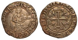 NAPOLI. Carlo II d'Angiò (1285-1309) - Gigliato. Il sovrano in trono con scettro e globo crucigero. R/ Croce gigliata accantonata da gigli. Cag. tipo ...
