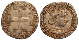 NAPOLI.
 Ferdinando I (1458-1494) – Coronato. Croce potenziata. In basso, CY in nesso. R/ Busto coronato a d. MIR. tipo 68.
g. 3,90
 Rarissimo
 ar...