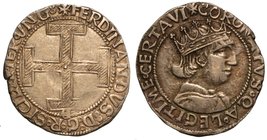 NAPOLI.
 Ferdinando I (1458-1494) – Coronato. Croce potenziata. In basso, lettere C I in nesso. R/ Busto coronato a d. CNI. 318.
 MIR. 68/2
g. 3,82...