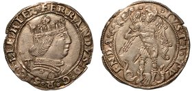 NAPOLI.
 Ferdinando I (1458-1494) - Coronato. Busto coronato a d. R/ L'Arcangelo Michele trafigge il drago. Cag. E.
 MIR. 69.
3,95
 Raro
 Bell'es...