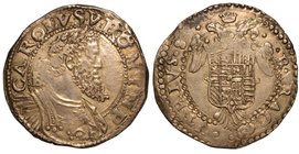 NAPOLI.
 Carlo V (1516-1556). Mezzo ducato. Busto laureato a d; dietro sigla IBR.. R/ Aquila bicipite coronata e caricata da stemma. MIR. 135.
g. 15...