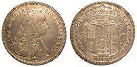 NAPOLI.
 Carlo III di Borbone (1734-1759) - Da 120 grana 1752. Busto a d. R/ Stemma coronato. Cag. D/32.
MIR. 337/2.
 g. 25,23
Consueti graffi di ...