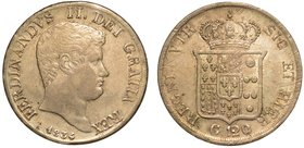 NAPOLI.
Ferdinando II di Borbone (1830-1859) - Da 120 grana 1834. Testa nuda a d. R/ Stemma coronato. Pag. 193/d.
 Gig. 58.
 g. 15,05
 Lievi graff...