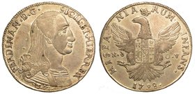 PALERMO. Ferdinando III (1759-1816) - Da 12 tarì 1798. Busto a testa nuda a d. R/ Aquila coronata e caricata da stemma.
Spahr. 30 v.
 MIR. 603/3.
g...