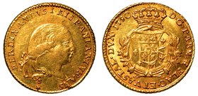 PARMA. Ferdinando I di Borbone ( 1765-1802). Doppia 1790.
Testa a d. R/ Stemma sannitico coronato.
CNI 99/100.
MIR.1064/6.
g. 7,10
 Rara
 Lievis...