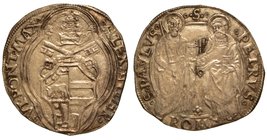 ALESSANDRO VI (1492-1503) - Grosso. Stemma sormontato da chiavi decussate e tiara. R/ S. Paolo e S. Pietro stanti. Munt. 16.
 g. 3,30
arg
 BB