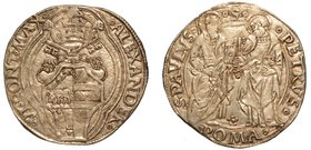 ALESSANDRO VI
(1492-1503) - Grosso. Stemma sormontato da chiavi decussate e tiara. R/ S. Paolo e S. Pietro stanti. Munt. 16.
g. 3,31
arg
 BB