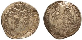 GIULIO II (1503-1513) - Giulio. Stemma sormontato da chiavi decussate e tiara. R/ S. Pietro e S. Paolo stanti. CNI. 76. Munt. 27.
g. 3,79
 Raro
arg...