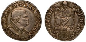 GIULIO II (1503-1513). BOLOGNA. Giulio s.d. Busto a testa nuda a d. R/ S. Petronio seduto; in basso, stemma Alidosi. Munt. 94 var.
 g. 4,38
 Rarissi...