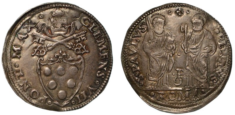CLEMENTE VII (1523-1534) - Giulio.
Stemma sormontato da chiavi decussate e tiar...