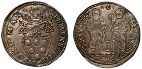 CLEMENTE VII (1523-1534) - Giulio.
Stemma sormontato da chiavi decussate e tiara. R/ S. Paolo e S. Pietro. In basso, F su crescente. Munt. 54.
 g. 3...