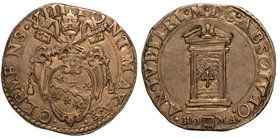 CLEMENTE VIII (1592-1605) - Testone A. X.
Stemma sormontato da chiavi decussate e tiara. R/ La Porta Santa murata. Munt. 12.
g. 9,51
arg
 BB
 
E...