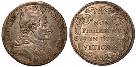 INNOCENZO XI (1676-1689) - Piastra A. VII. Busto con camauro a d. R/ NON PRODERVNT IN DIE VLTIONIS. Munt. 36.
 g. 32,18
Rara
Minime screpolature de...