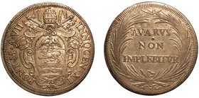 INNOCENZO XI (1676-1689) - Mezza piastra A.VII. Stemma sormontato da chiavi decussate e tiara. R/ AVARVS NON IMPELBITVR. Munt. 48.
 g. 15,92
 Piccol...