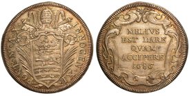INNOCENZO XI (1676-1689) - Giulio 1684 A. VIII. Stemma sormontato da chiavi decussate e tiara. R/ QVI DAT PAVPERI NON INDIGEBIT. Munt. 158.
g. 3,11
...