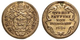 INNOCENZO XI (1676-1689) - Testone s.d. Stemma sormontato da chiavi decussate e tiara. R/ MELIVS EST DARE QVAM ACCIPERE. Munt. 143.
 g. 9,15
arg
 S...