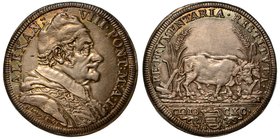 ALESSANDRO VIII (1689-1691) – Testone A. I. 1690. Busto con camauro a d. R/ Aratro trainato da buoi. Munt. 16
g. 9,13
arg
 q.SPL
 
Brillante pati...