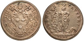 INNOCENZO XII (1691-1700) -
Testone 1694 A.IIII.
Stemma sormontato da chiavi decussate e tiara. R/ L'Abbondanza.
Munt. 40.
g. 9,12
Raro
Foro abi...