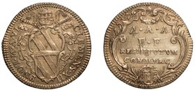 CLEMENTE XII (1730-1740) -
Giulio A. VI. Stemma sormontato da chiavi decussate e tiara. R/ AAA FF RESTITVTVM COMMERC. Munt. 94/1.
 g. 2,73
Molto ra...