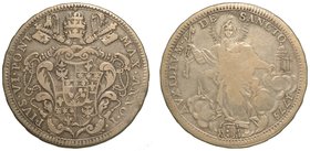 PIO VI (1775-1799) - Mezzo scudo 1775 A.I.
Stemma sormontato da chiavi decussate e tiara. R/ La Chiesa sulle nubi. Munt. 21.
g. 12,90
arg
 MB