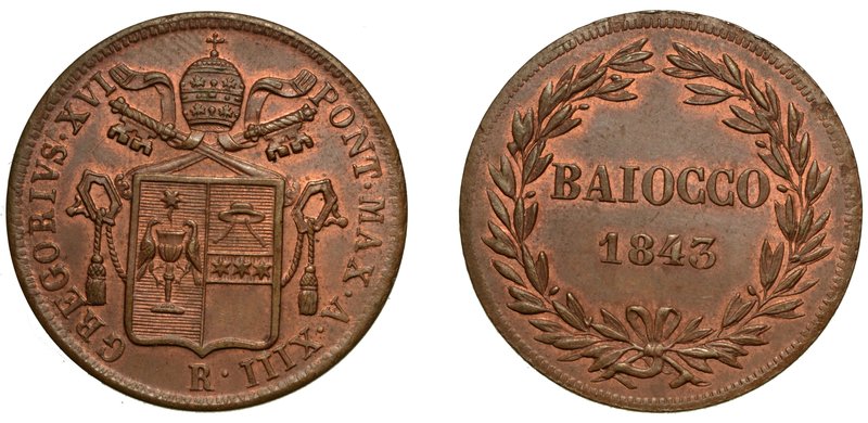 GREGORIO XVI (1831-1846) -
Baiocco 1835 A. V (Debolezze marginali, impercettibi...