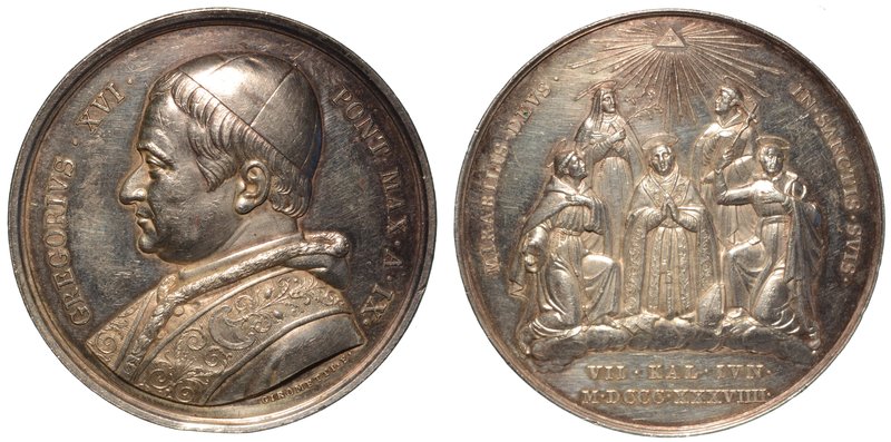 GREGORIO XVI (1831-1846) - Medaglia annuale in argento A. IX.
Busto a s., con z...