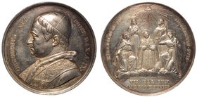 GREGORIO XVI (1831-1846) - Medaglia annuale in argento A. IX.
Busto a s., con zucchetto, mozzetta e stola ricamata con arabeschi sotto, GIROMETTI F....