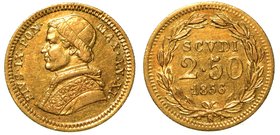 PIO IX (1846-1870) -
Da scudi 2,5 1856/XI. Busto a s. con mozzetta e stola. R/ Valore e data in corona di alloro. Gig. 20.
g. 4,36
oro
(no iva sul...
