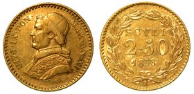 PIO IX (1846-1870) -
Da scudi 2,5 1858/XIII. Busto a s. con mozzetta e stola. R/ Valore e data in corona di alloro. Gig. 26.
g. 4,36
 oro
 (no iva...