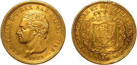 SAVOIA. Carlo Felice (1821-1831) - 80 lire 1828/TO. Busto a s. R/ Scudo coronato, ornato del collare dell'Annunziata, tra due rami di quercia. Gig. 9...