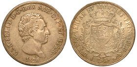 SAVOIA. Carlo Felice (1821-1831) – 5 lire 1826 Torino. Busto a d. R/ Stemma sabaudo. Gig. 44
 g. 25,00
 Lievi colpetti al ciglio.
arg
 BB/q.SPL