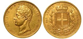 SAVOIA. Carlo Alberto (1831-1849) – 100 lire 1835 Torino. Busto a testa nuda a s. R/ Stemma sabaudo coronato. Gig. 7.
g. 32,25
 Lievi segni di conta...