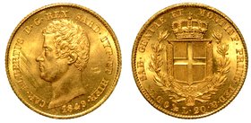 SAVOIA. Carlo Alberto (1831-1849) – 20 lire 1849 Genova. Busto a testa nuda a s. R/ Stemma sabaudo coronato. Gig. 44.
g. 6,46
 Consueti graffi di co...