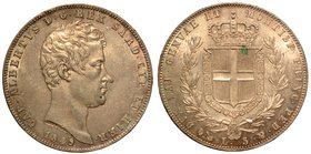 SAVOIA. Carlo Alberto (1831-1849) – 5 lire 1849 Genova. Busto a testa nuda a d. R/ Stemma sabaudo coronato. Gig. 89.
g. 24,93
arg
SPL/q.FDC