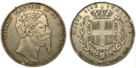 SAVOIA.
Vittorio Emanuele II (Regno di Sardegna: 1849-1861) - 5 lire 1861. Firenze. Testa nuda a d. R/ Stemma sabaudo; in basso, FIRENZE || MARZO 186...