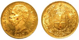 SAVOIA.
Umberto I (1879-1900) -
20 lire 1897. Busto a s. R/ Scudo coronato, ornato del collare dell'Annunziata, tra due rami di lauro. Gig. 22
 Rar...
