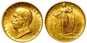 SAVOIA. Vittorio Emanuele III (1900-1946) -
100 lire 1931/IX. Italia su prora. Testa nuda a s. R/ L’Italia a s. su prora di nave. Pag., 646. Gig., 9....