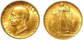 SAVOIA. Vittorio Emanuele III (1900-1946) -
100 lire 1932/X. Italia su prora. Testa nuda a s. R/ L’Italia a s. su prora di nave. Pag., 648. Gig., 11....