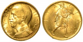 SAVOIA. Vittorio Emanuele III (1900-1946) -
50 lire 1932/X. Littore. Testa nuda a s. R/ Littore a d. Pag., 659. Gig., 22. g. 4,39
oro
(no iva sul m...