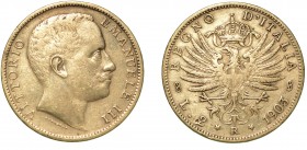 SAVOIA. Vittorio Emanuele III (1900-1946) - 2 lire 1903. Busto a d. R/ Aquila araldica coronata. Gig. 91 g. 10,04
Rarissima
arg
(no iva sul margine...