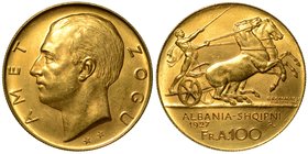 ALBANIA. Ahmed Zogu, Presidente, 1925-1928. 100 Franga
1927 Roma, due stelle. Testa a s. R/ Biga trainata da due cavalli.
KM 11a.3
 Raro.
g.
32,1...
