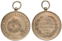 MILANO. Circolo Velocipedisti Milanesi. II premio Milano-Lodi 1883. Medaglia assegnata a Flaminio Piacentini. diam. 32
- Soc. Incoraggiamento Corse V...