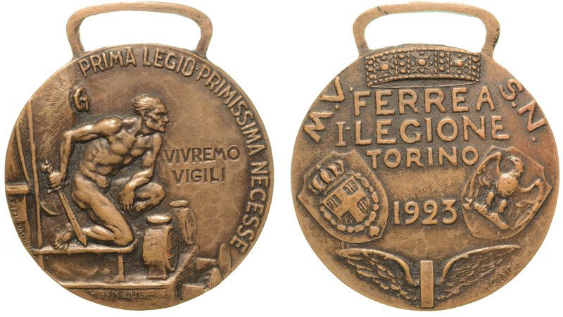 I LEGIONE FERREA TORINO. 1923. - Medaglia.
Opus: M. De Martino, Cat. Cas. I/37,...